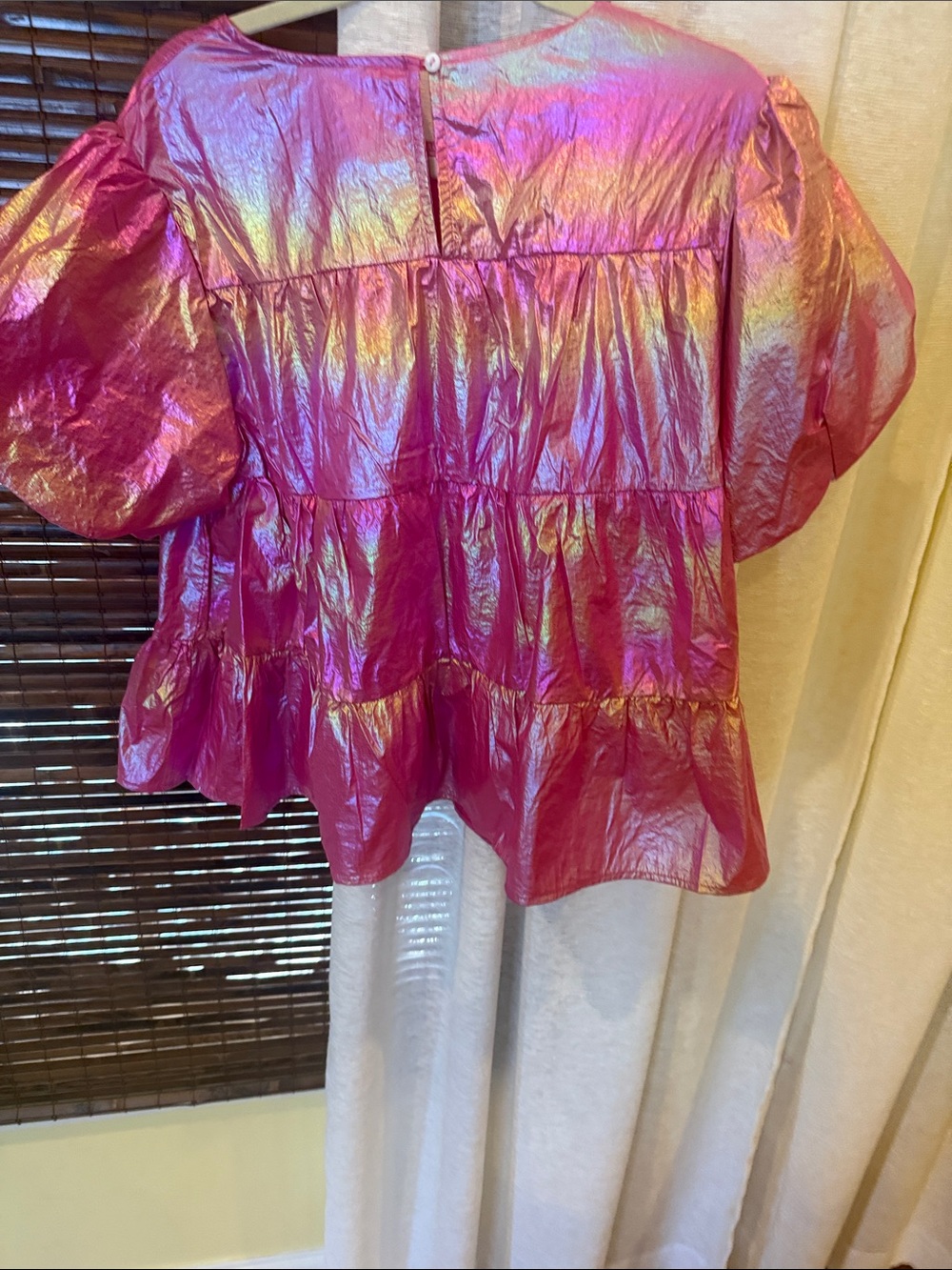 Fantastic Fawn Metallic Hot Pink Star Tassel Peplum Top - Picture 5 of 5
